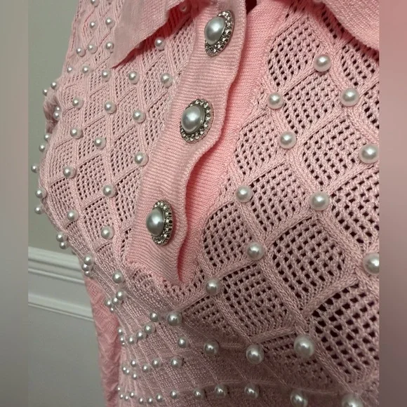 Lizette Collection vintage-style, long-sleeve knit polo women’s sweater. - Picture 3 of 7